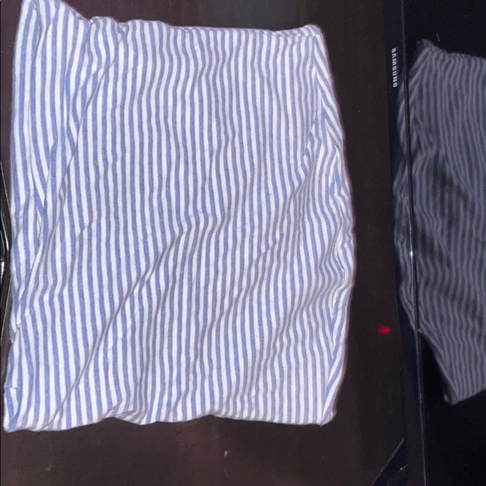 blue and white stripped tube top